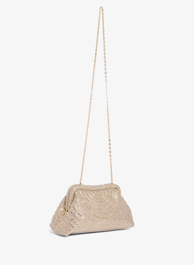 Khizana East-To-West Metallic Embellished Gold Bag - Image 2